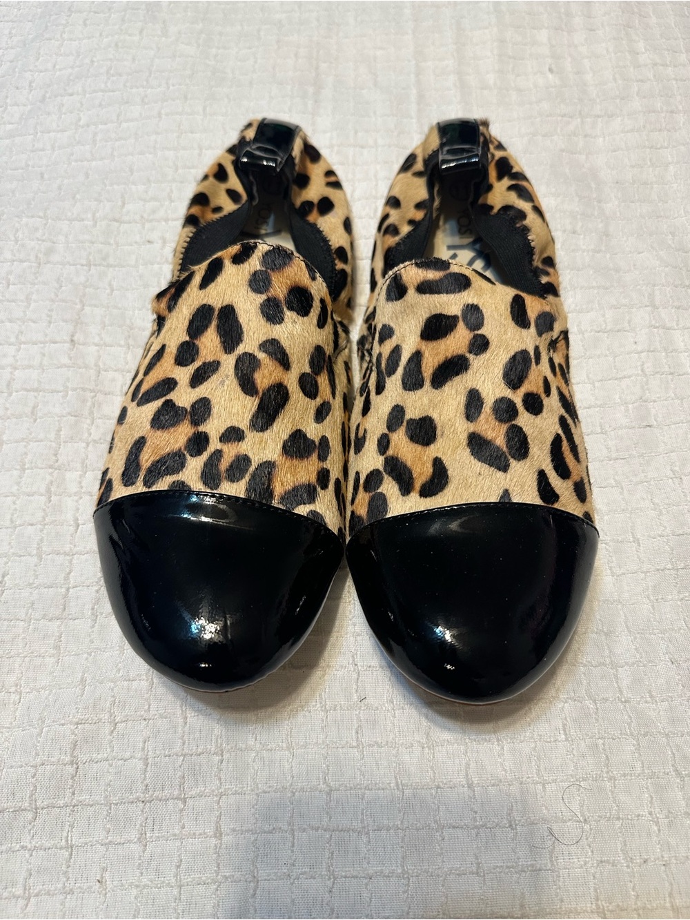 Yosi Samra Leopard Print Cap-Toe Women’s Flats - Black & Tan